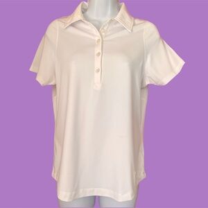 Cutter & Buck Annika White Short-Sleeve Button-Front Polo